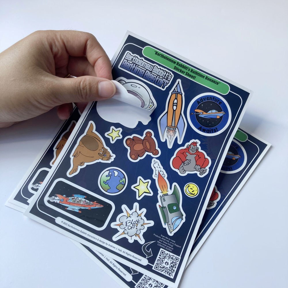 Drucken von Kinderaufklebern mit einem Buch